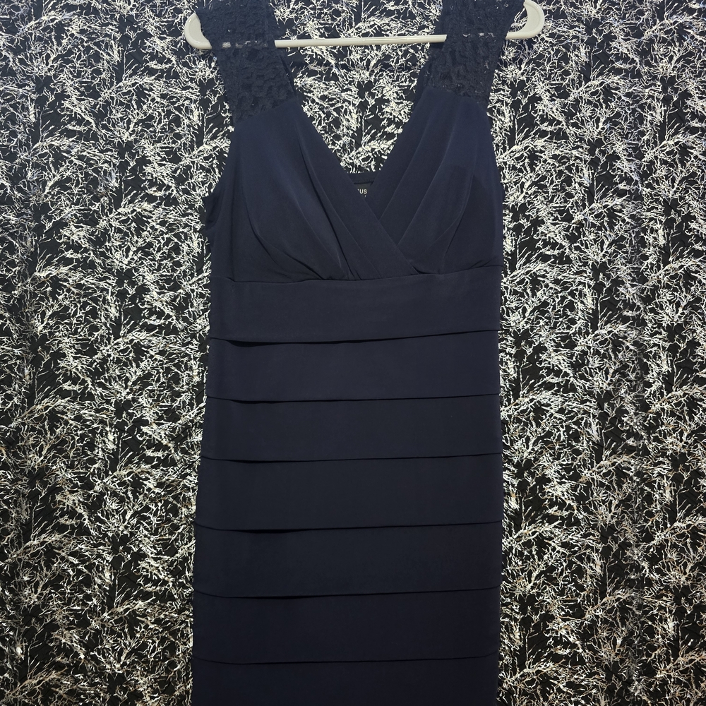 Enfocus Studio Navy Layered Midi Dress
